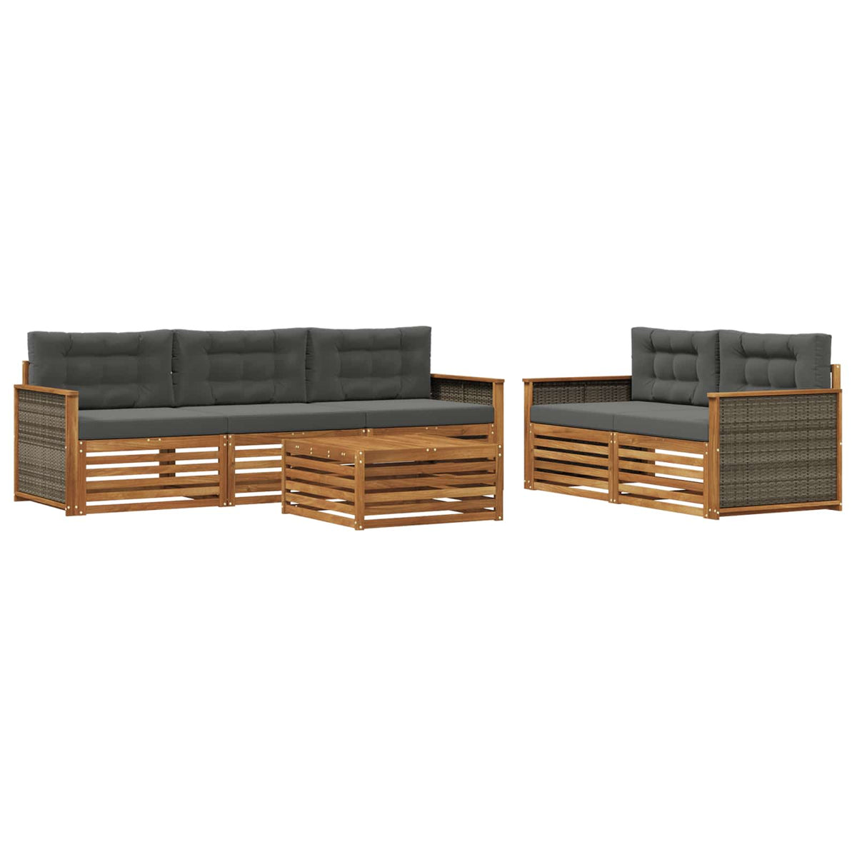 Set vanjskih sofa 6 kom. Prirodna i antracit