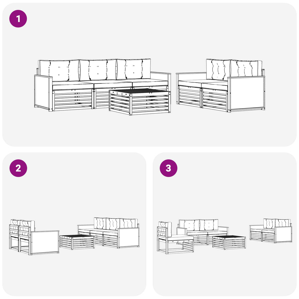 Set vanjskih sofa 6 kom. Prirodna i antracit