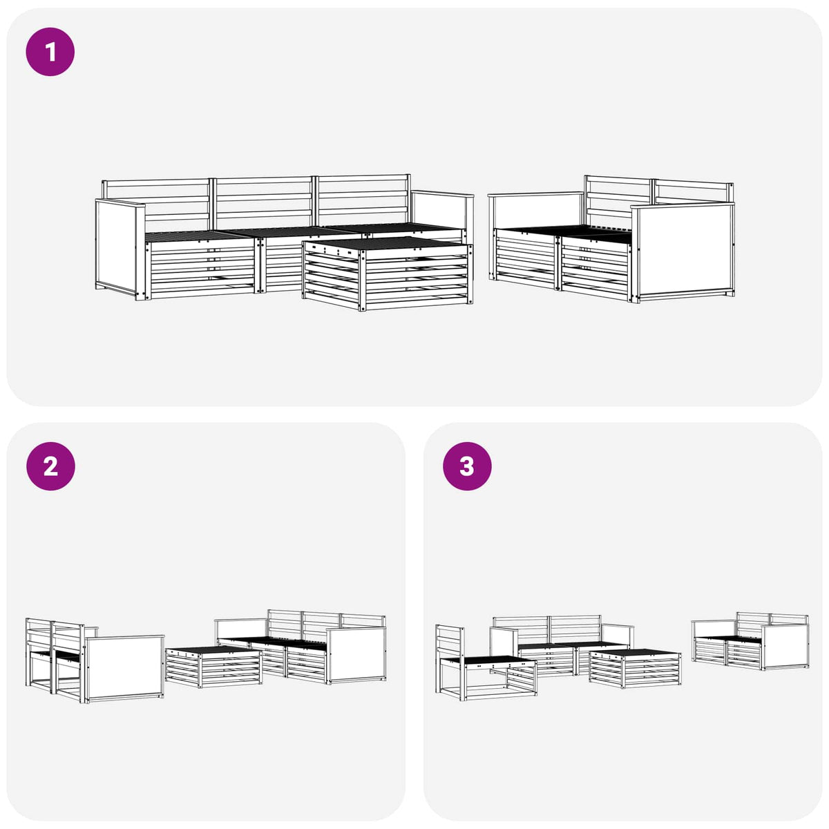 Set vanjskih sofa 6 kom. Prirodna Čvrsto drvo akacije
