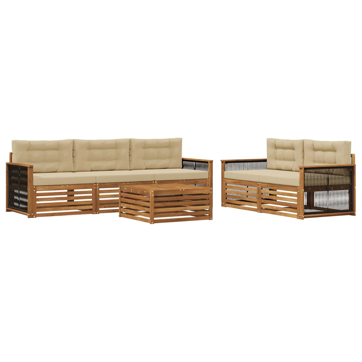 Set vanjskih sofa 6 kom. Prirodna i bež