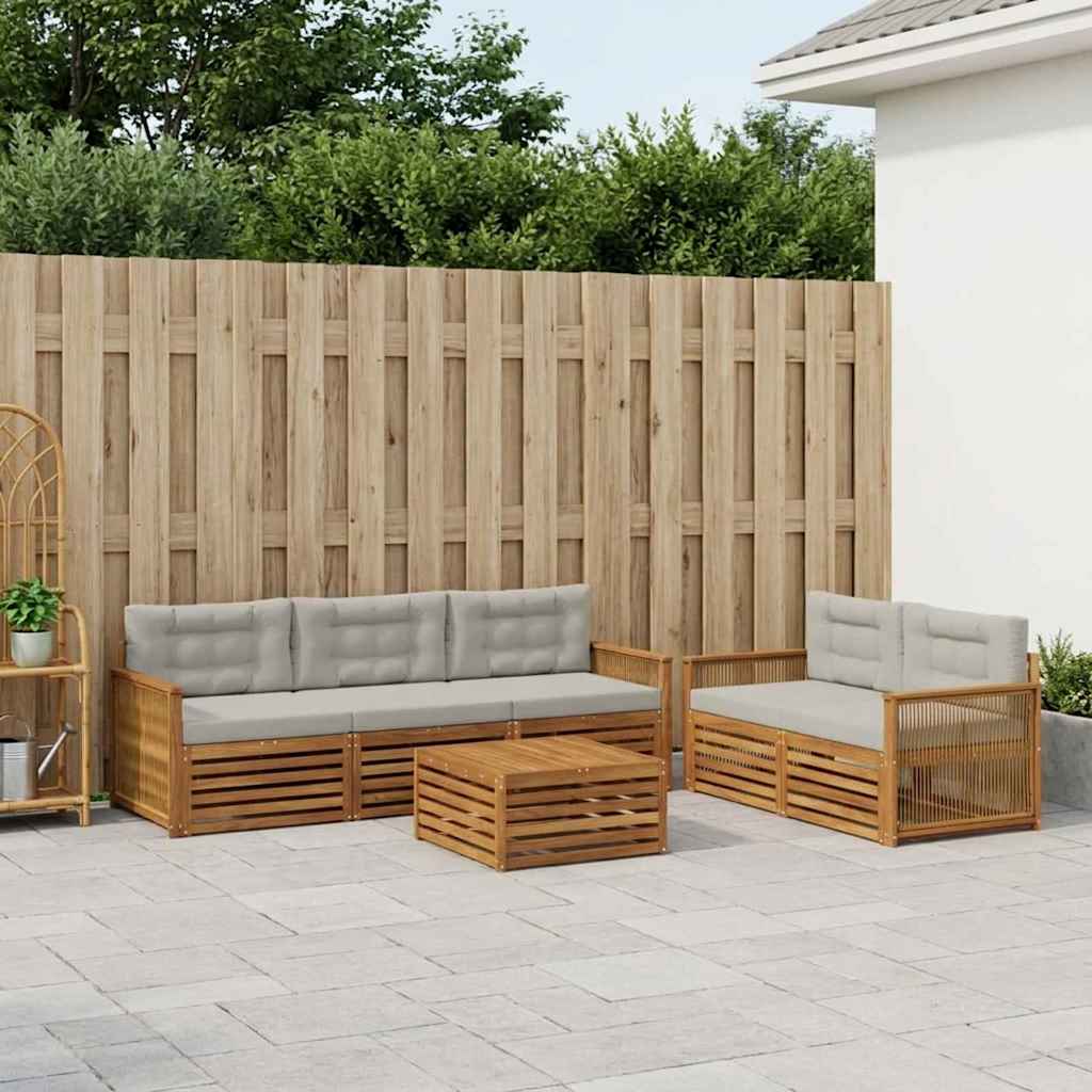 Set vanjskih sofa 6 kom. Prirodna i svjetlosiva
