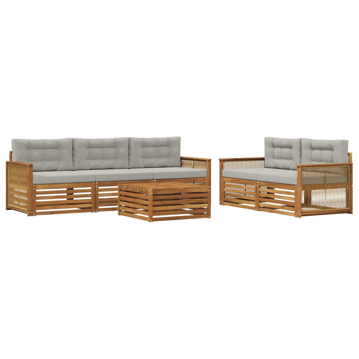 Set vanjskih sofa 6 kom. Prirodna i svjetlosiva