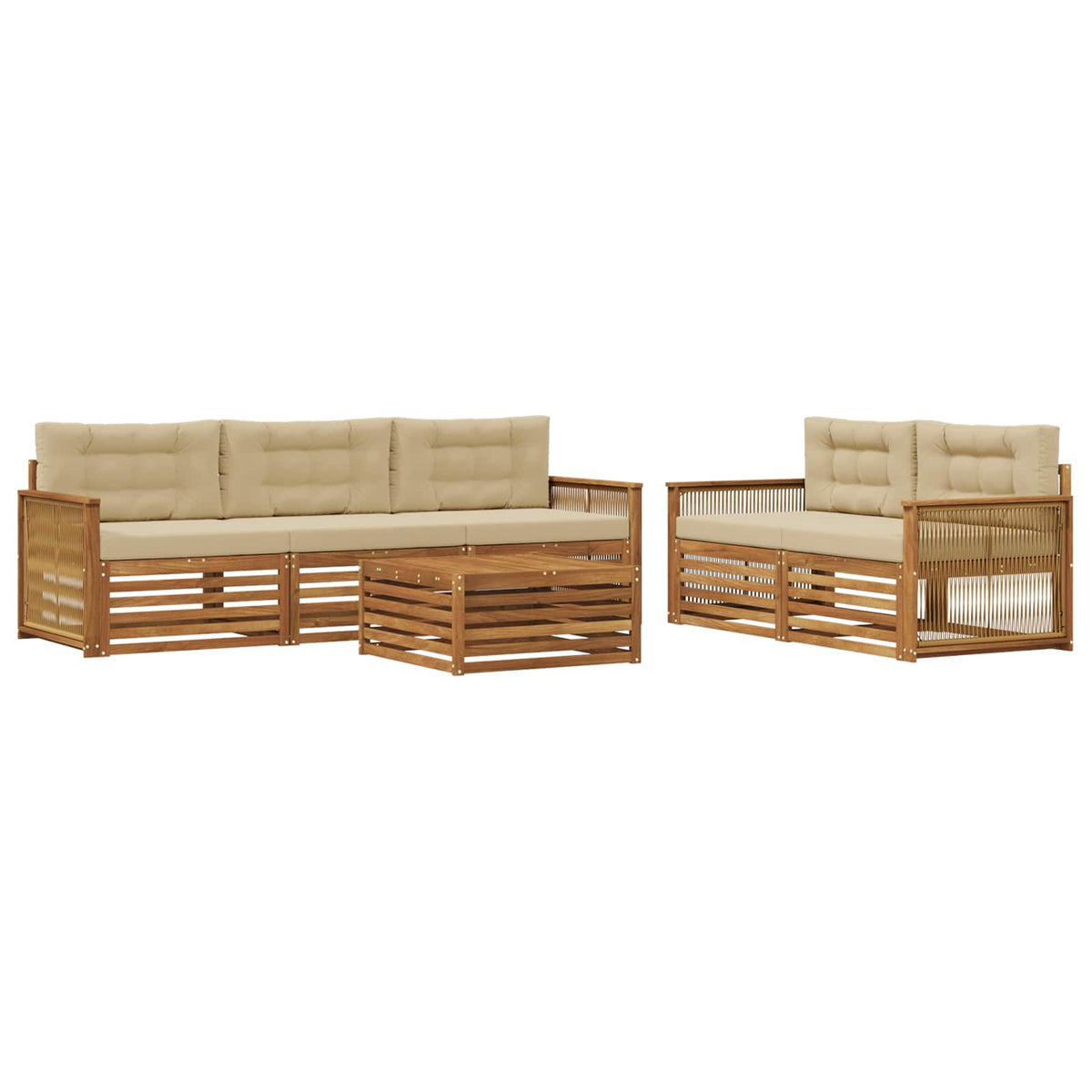 Set vanjskih sofa 6 kom. Prirodna i bež