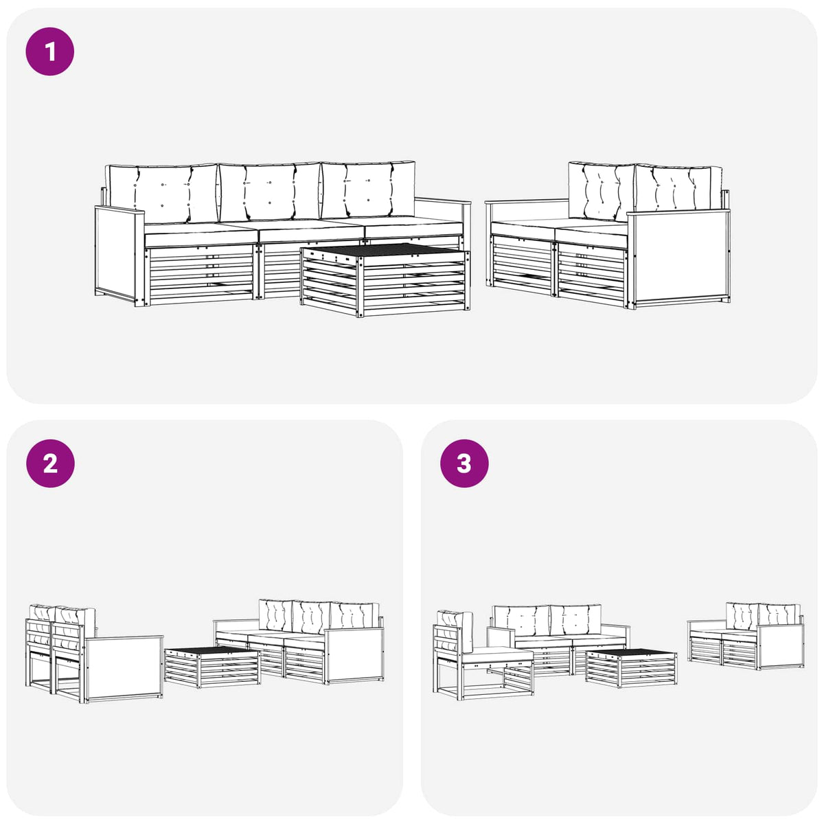 Set vanjskih sofa 6 kom. Prirodna i bež