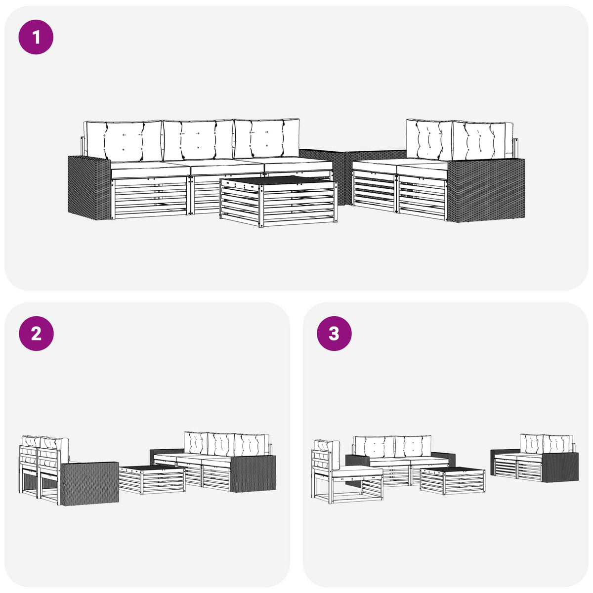 Set vanjskih sofa 6 pcs Prirodna i bež