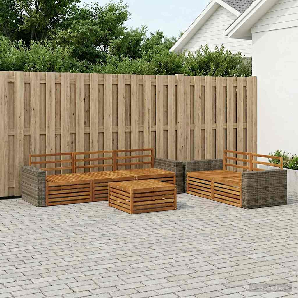 Set vanjskih sofa 6 kom. Prirodna Čvrsto drvo akacije