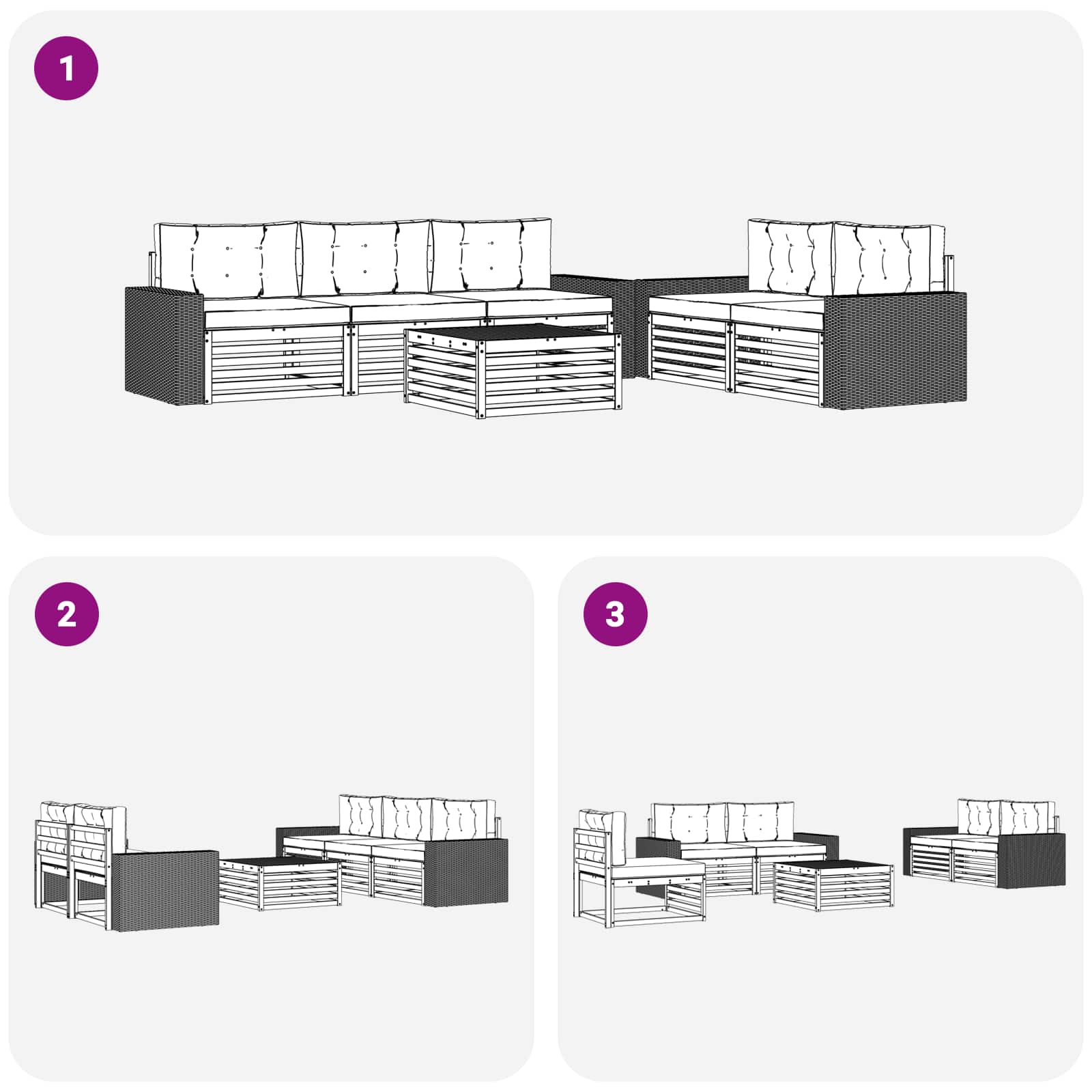 Set vanjskih sofa 6 pcs Prirodna i krem
