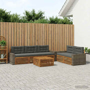 Set vanjskih sofa 6 kom. Prirodna i antracit