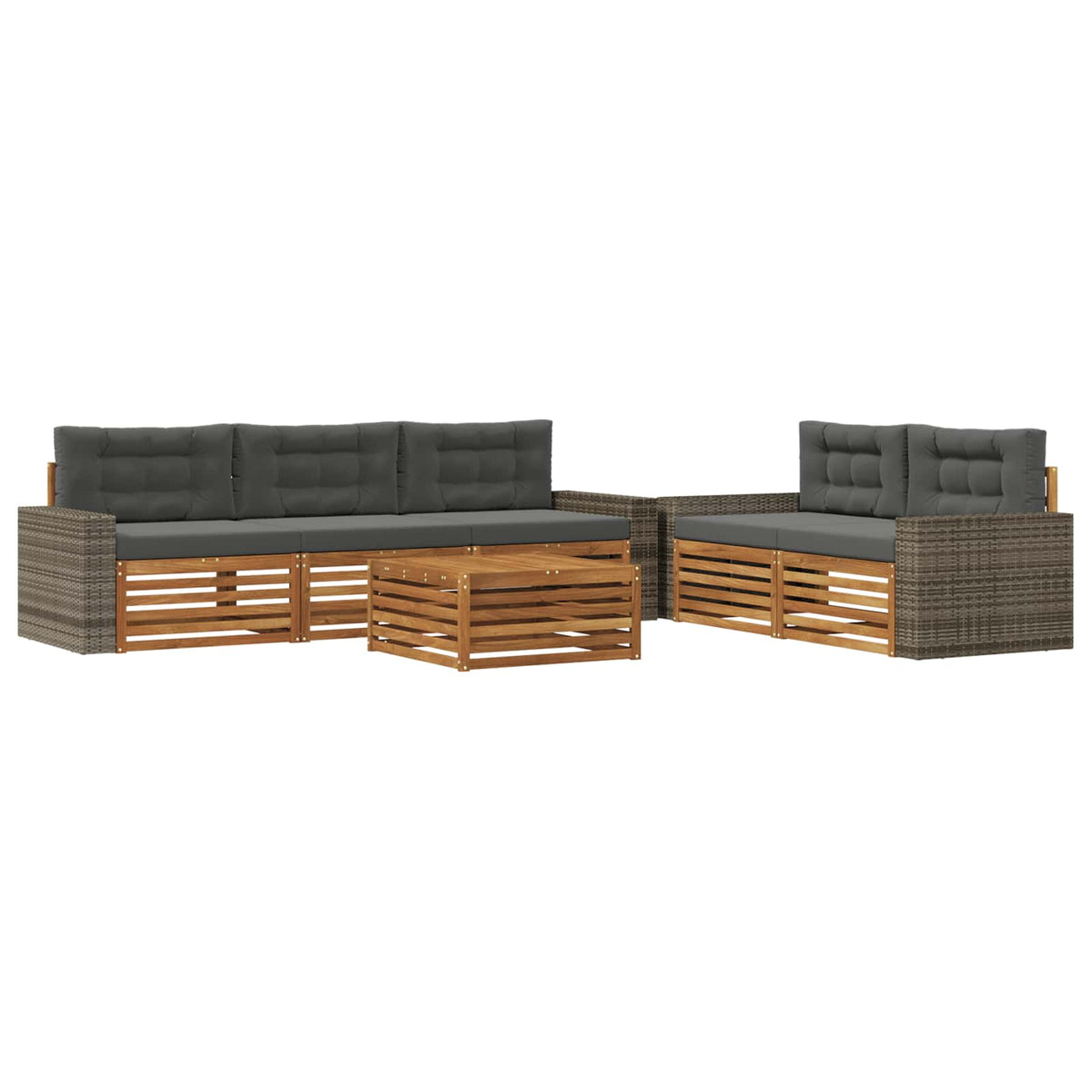 Set vanjskih sofa 6 kom. Prirodna i antracit