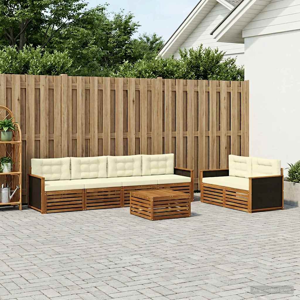 Set vanjskih sofa s jastukom 7 pcs Prirodna i krem Poliester