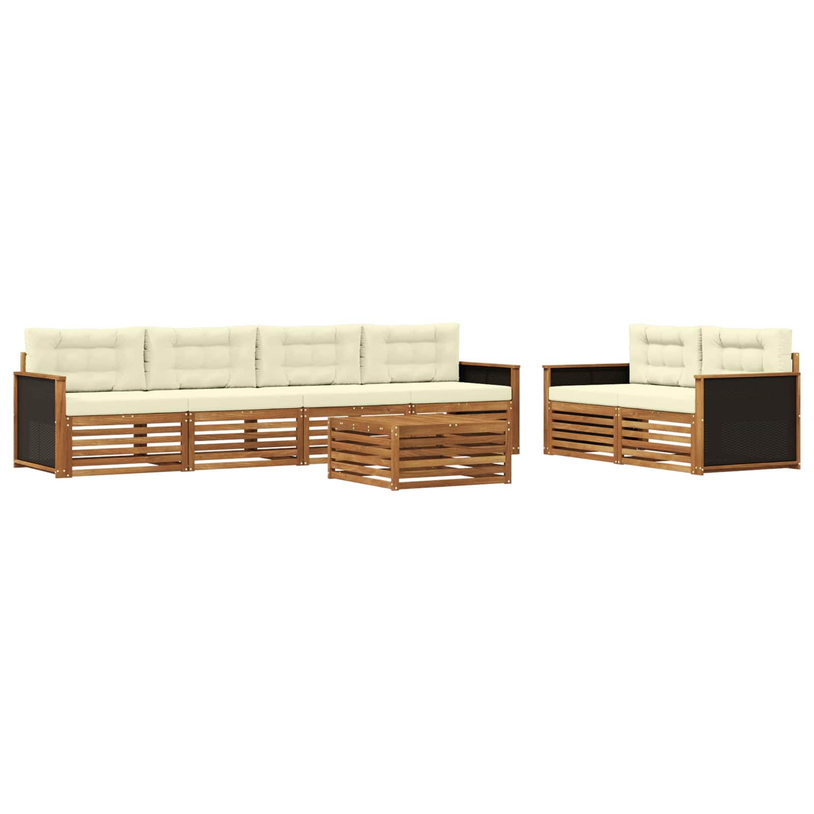 Set vanjskih sofa s jastukom 7 pcs Prirodna i krem Poliester