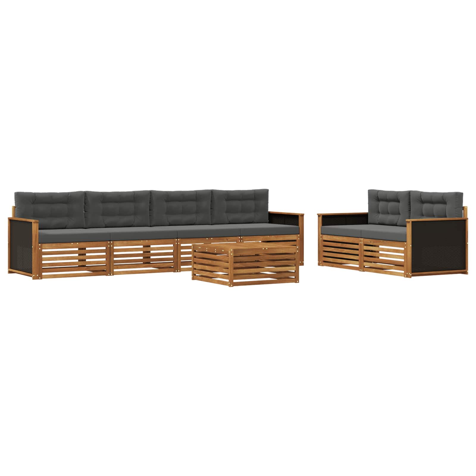 Set vanjskih sofa 7 pcs Prirodna i antracit Poliester