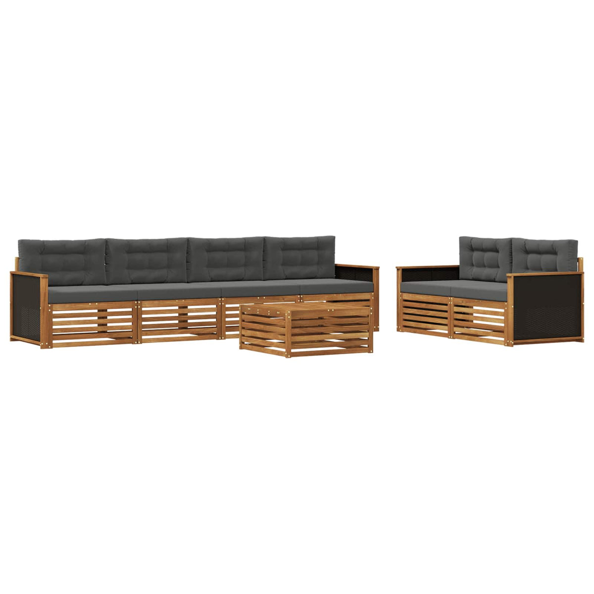 Set vanjskih sofa 7 pcs Prirodna i antracit Poliester
