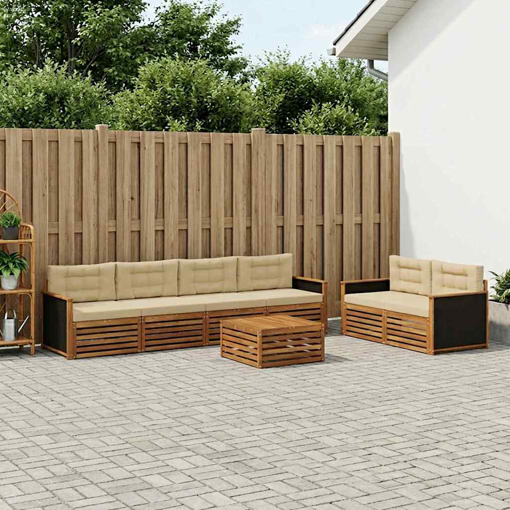 Set vanjskih sofa s jastukom 7 pcs Prirodna i bež Poliester