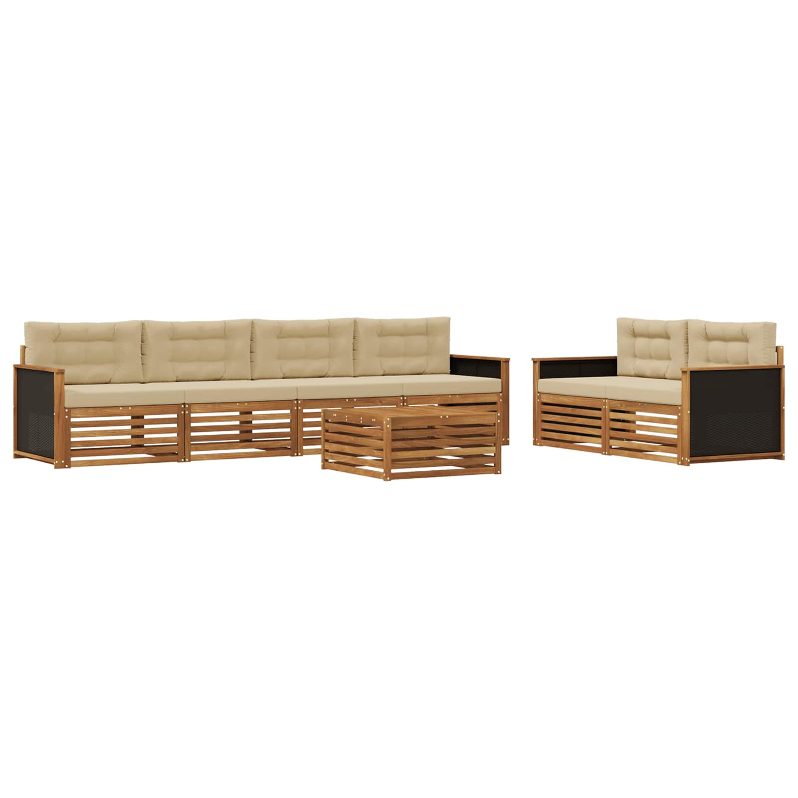 Set vanjskih sofa s jastukom 7 pcs Prirodna i bež Poliester