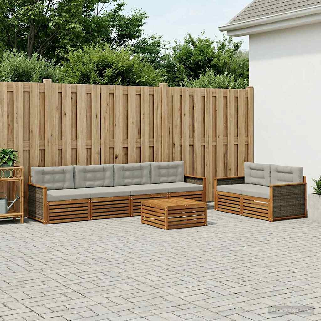Set vanjskih sofa 7 kom. Prirodna i svjetlosiva