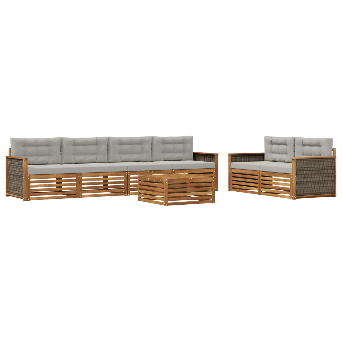 Set vanjskih sofa 7 kom. Prirodna i svjetlosiva