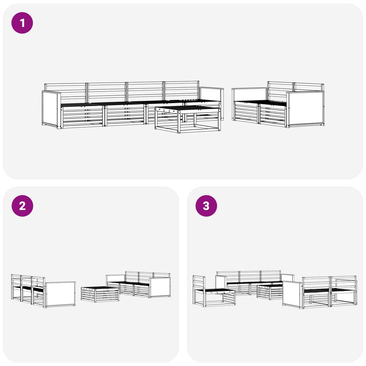 Set vanjskih sofa 7 kom. Prirodna Čvrsto drvo akacije