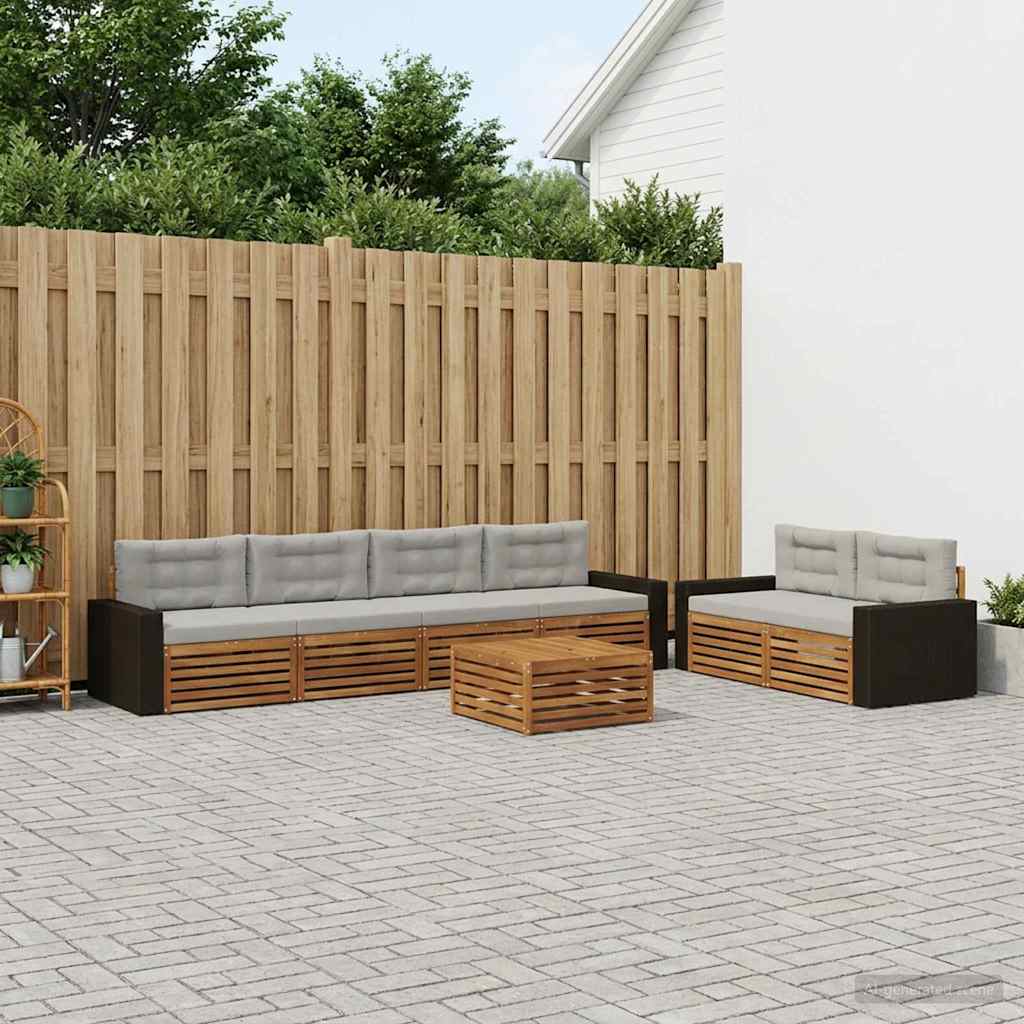 Set vanjskih sofa 7 pcs Prirodna i svjetlosiva Poliester