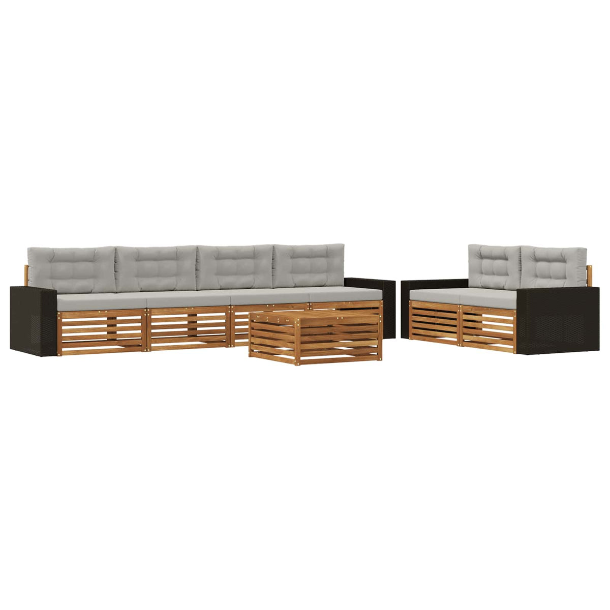 Set vanjskih sofa 7 pcs Prirodna i svjetlosiva Poliester
