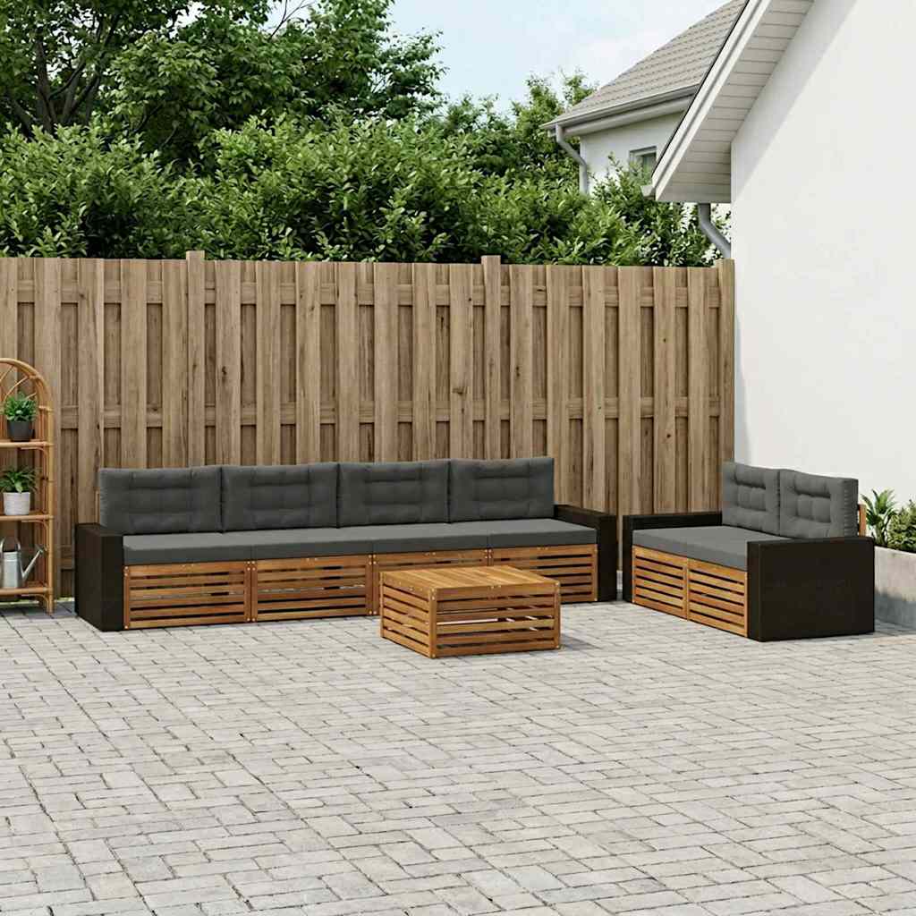 Set vanjskih sofa 7 pcs Prirodna i antracit Poliester