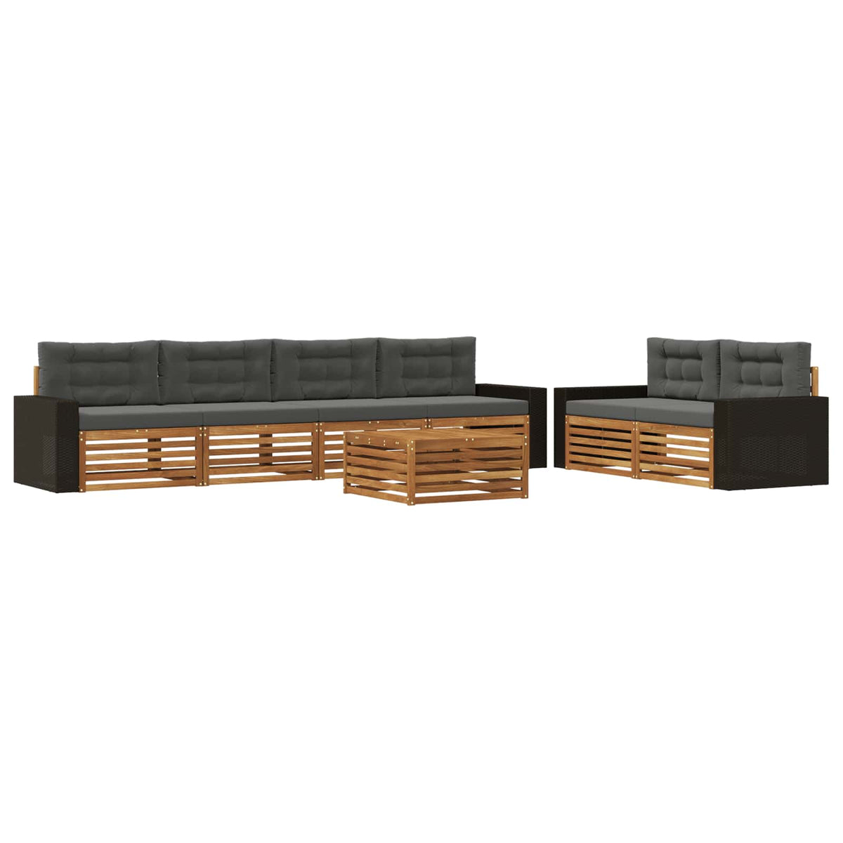 Set vanjskih sofa 7 pcs Prirodna i antracit Poliester