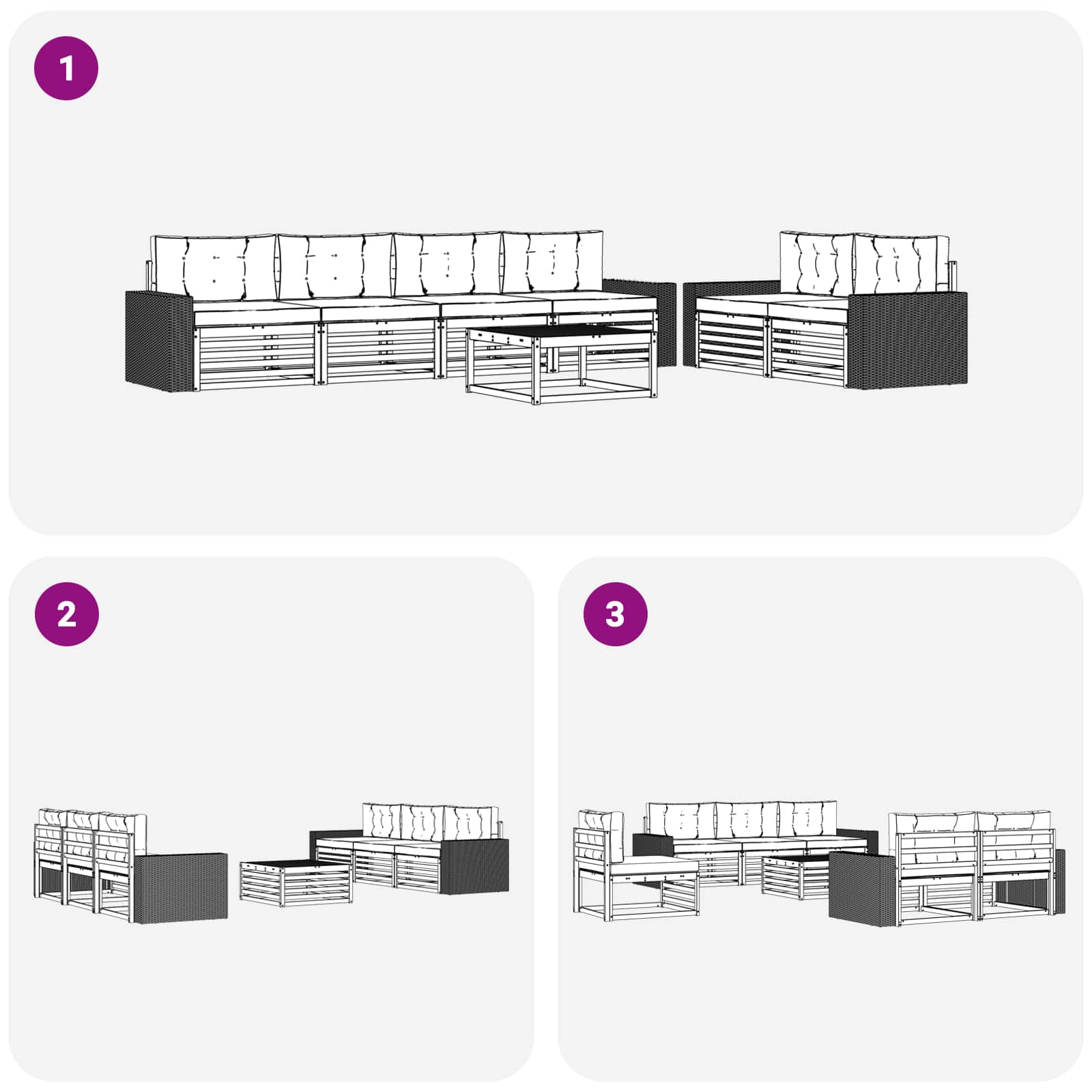 Set vanjskih sofa 7 pcs Prirodna i antracit Poliester