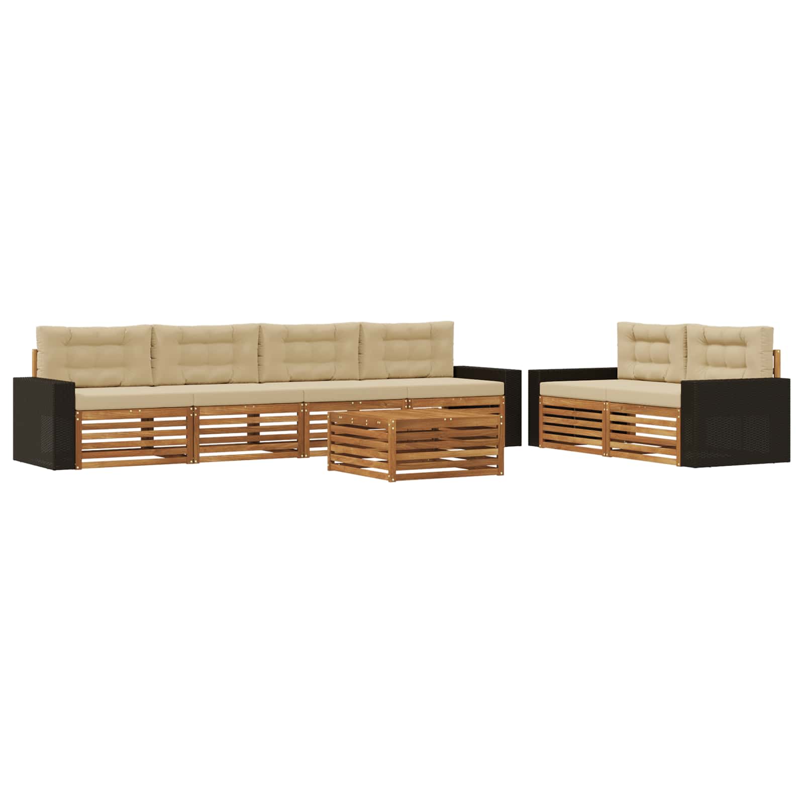 Set vanjskih sofa s jastukom 7 pcs Prirodna i bež Poliester