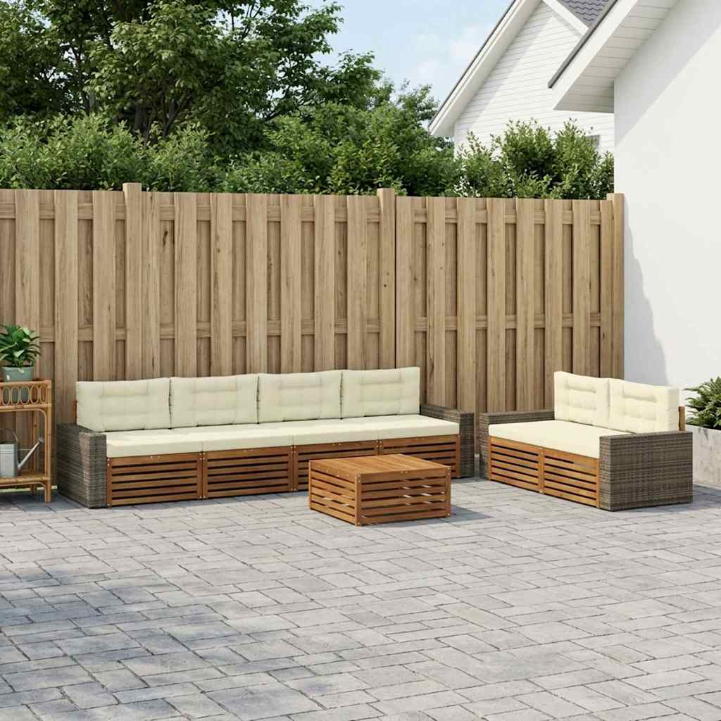 Set vanjskih sofa 7 kom. Prirodna i krem Poliester