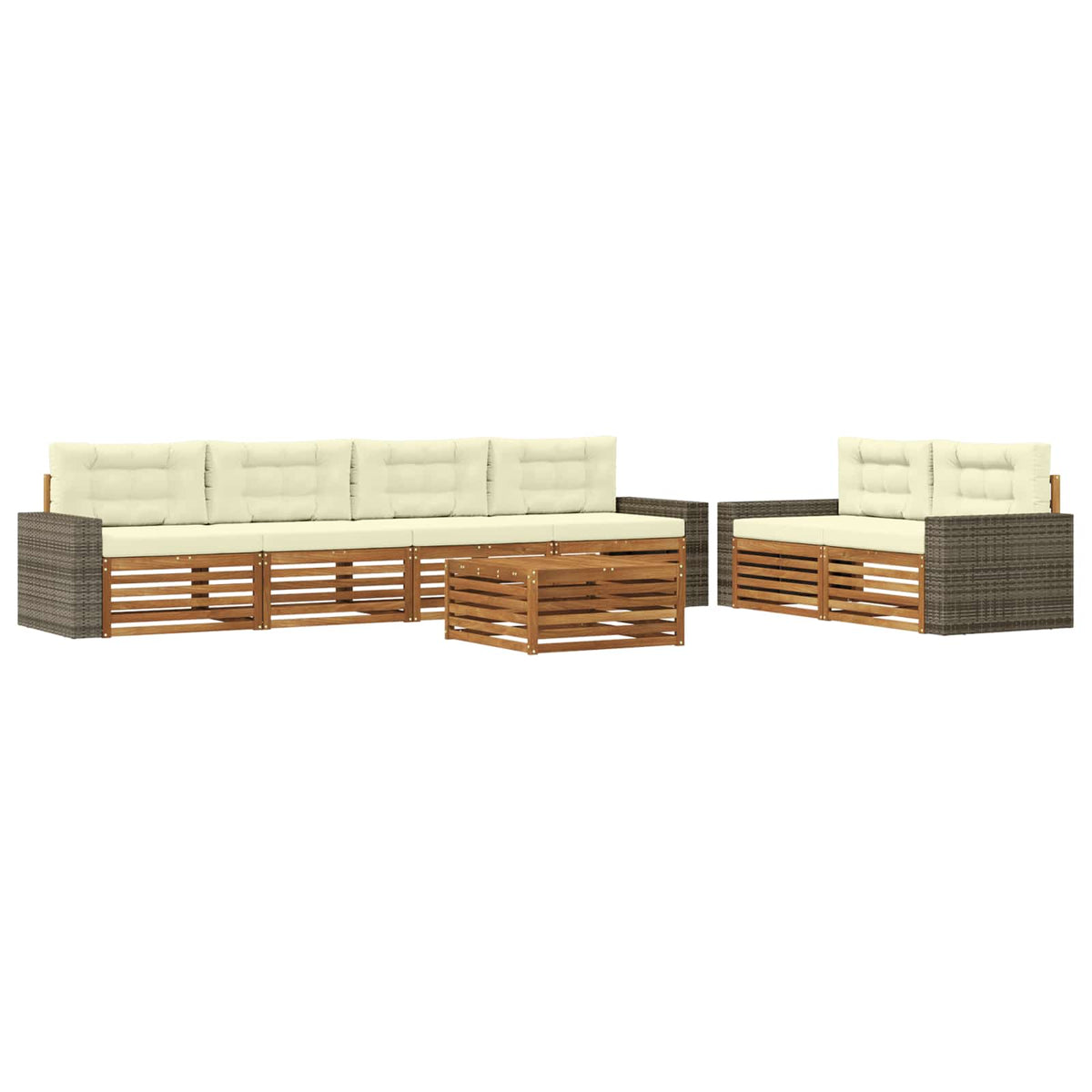Set vanjskih sofa 7 kom. Prirodna i krem Poliester