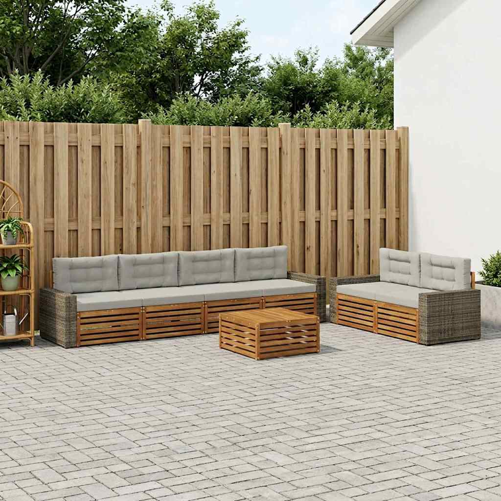 Set vanjskih sofa 7 pcs Prirodna i svjetlosiva Poliester