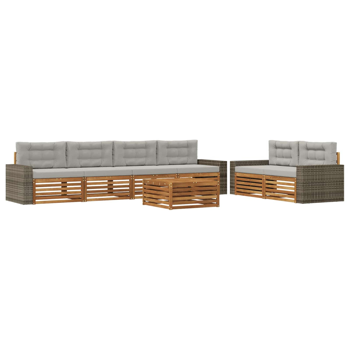 Set vanjskih sofa 7 pcs Prirodna i svjetlosiva Poliester