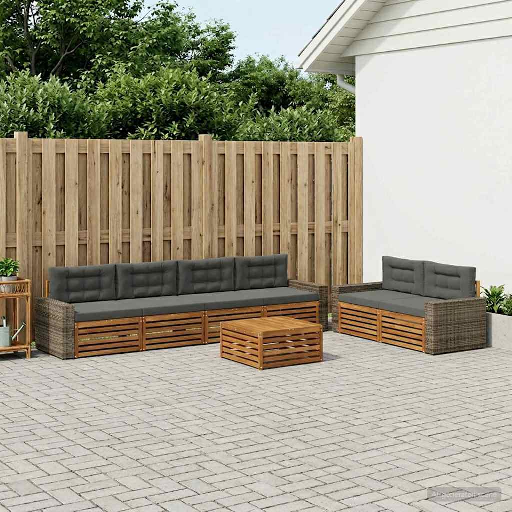Set vanjskih sofa 7 pcs Prirodna i antracit Poliester