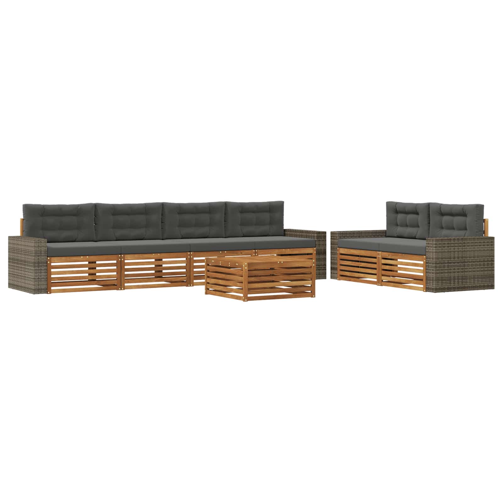 Set vanjskih sofa 7 pcs Prirodna i antracit Poliester