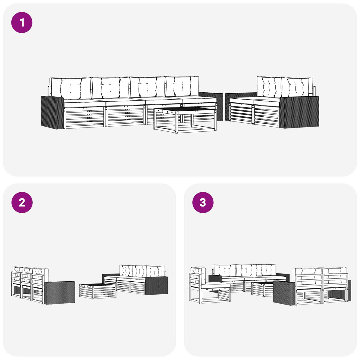 Set vanjskih sofa 7 pcs Prirodna i antracit Poliester