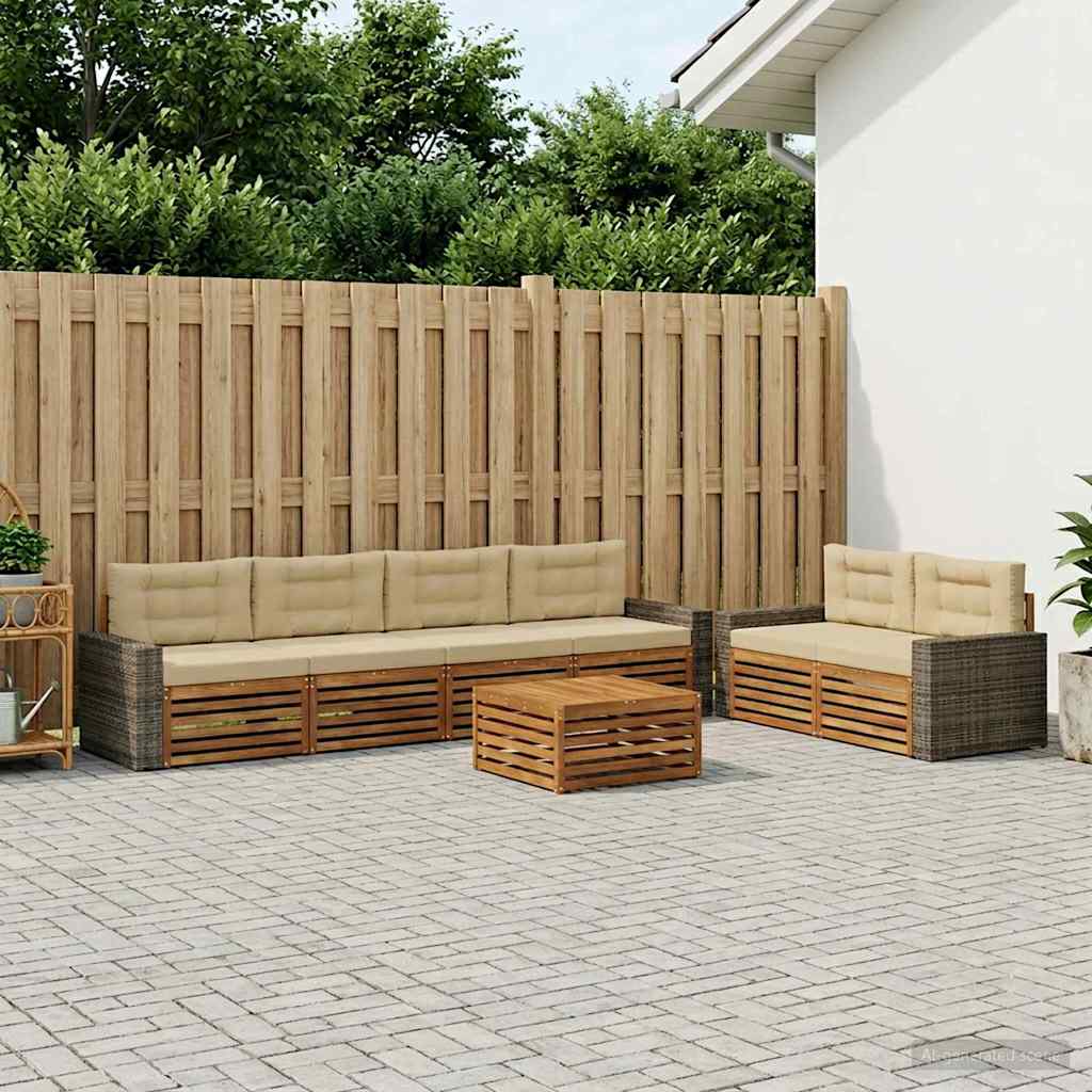 Set vanjskih sofa s jastukom 7 pcs Prirodna i bež Poliester