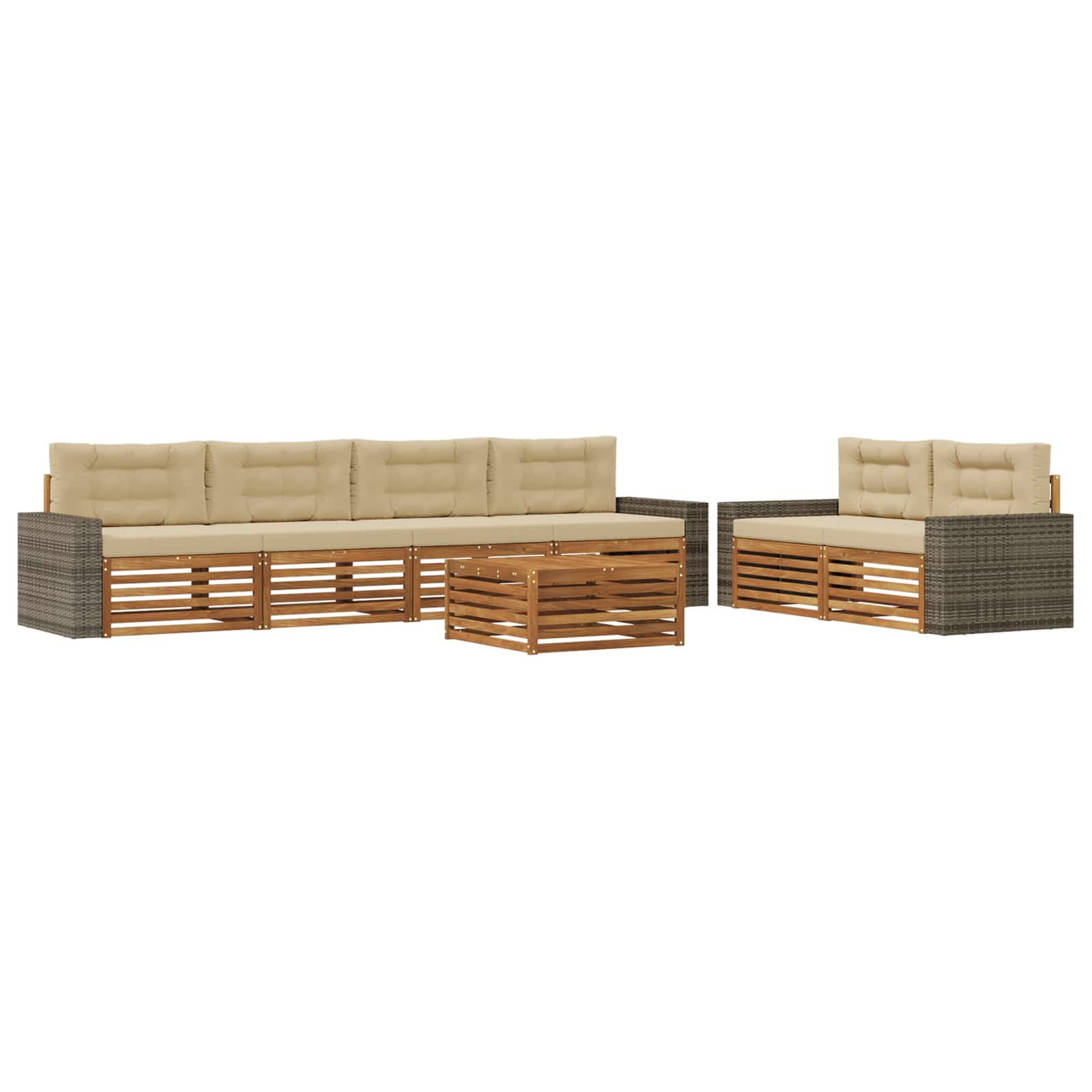 Set vanjskih sofa s jastukom 7 pcs Prirodna i bež Poliester