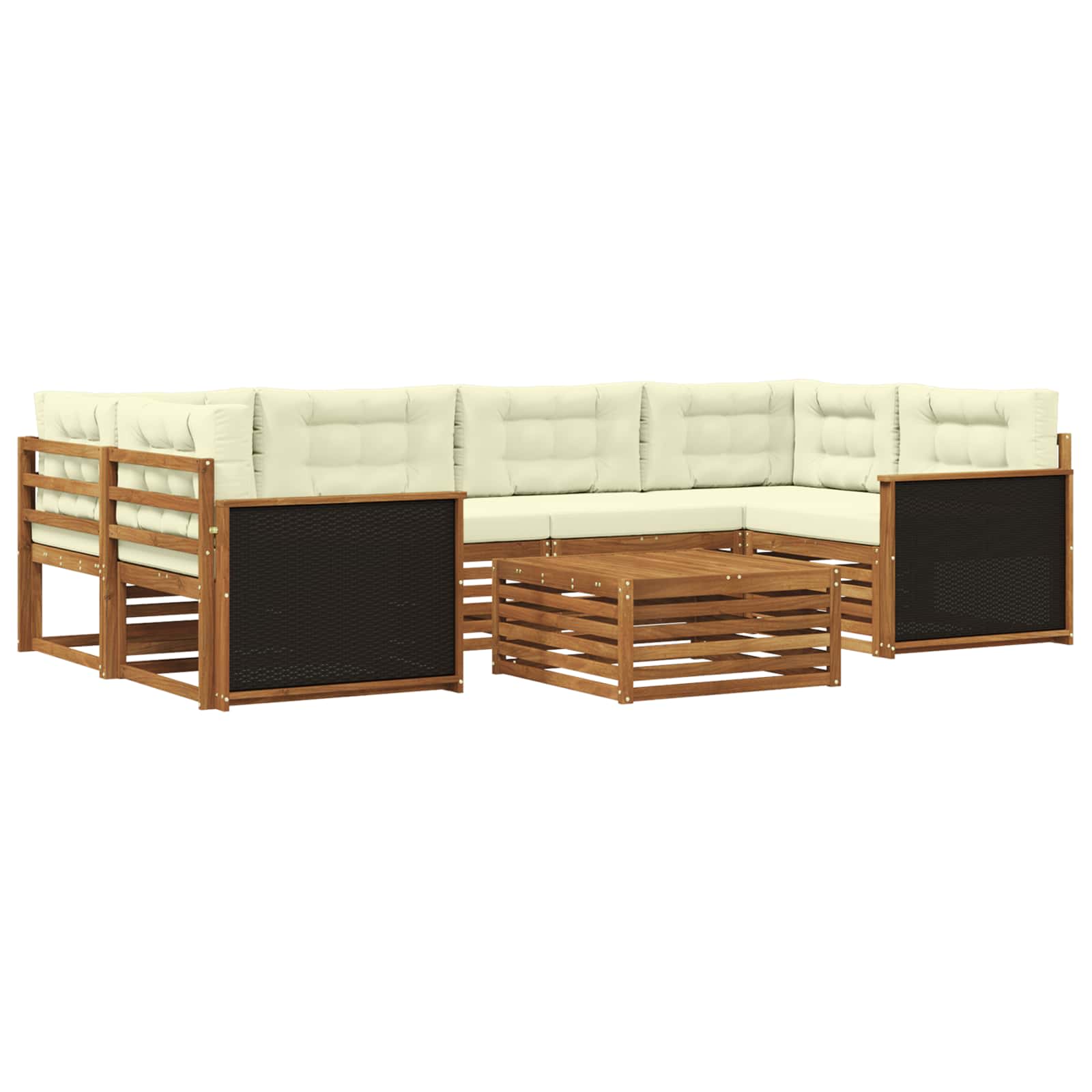 Set vanjskih sofa s jastukom 7 pcs Prirodna i krem Poliester