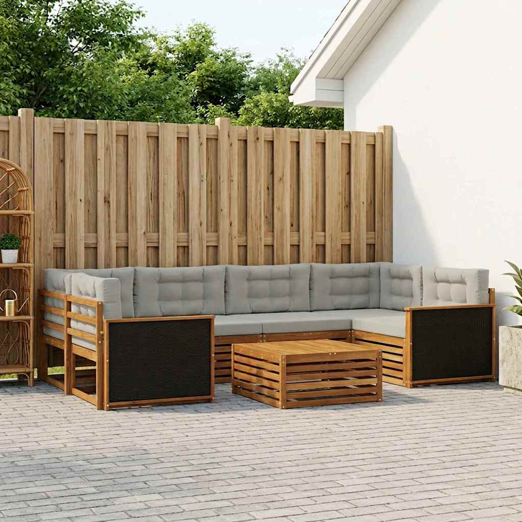 Set vanjskih sofa 7 pcs Prirodna i svjetlosiva Poliester
