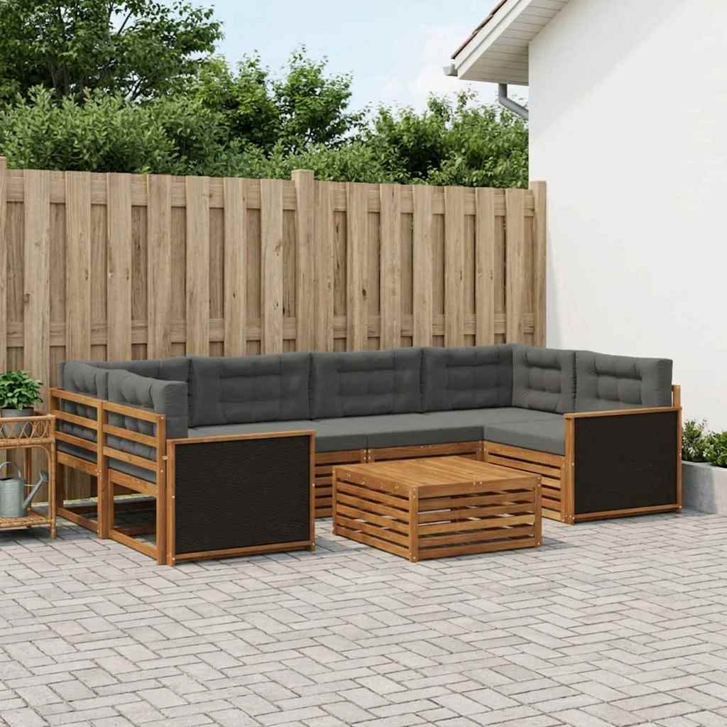 Set vanjskih sofa 7 pcs Prirodna i antracit Poliester