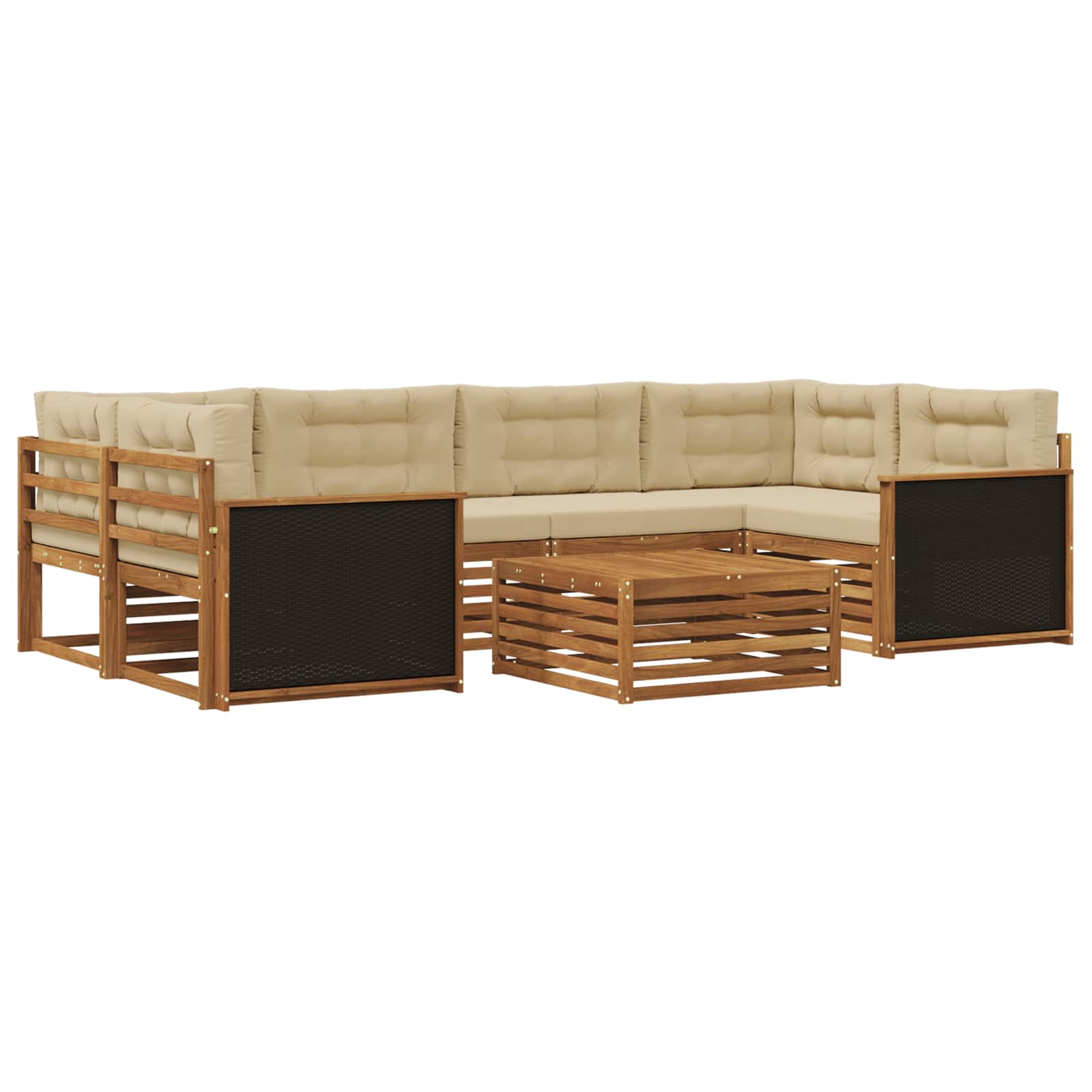 Set vanjskih sofa s jastukom 7 pcs Prirodna i bež Poliester