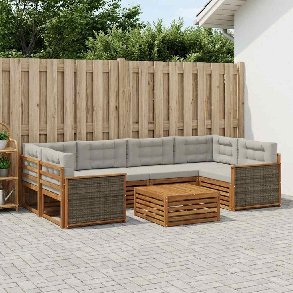 Set vanjskih sofa 7 kom. Prirodna i svjetlosiva