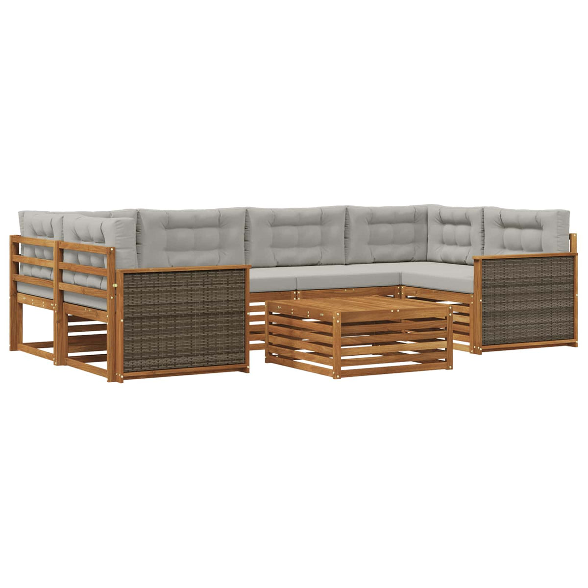 Set vanjskih sofa 7 kom. Prirodna i svjetlosiva
