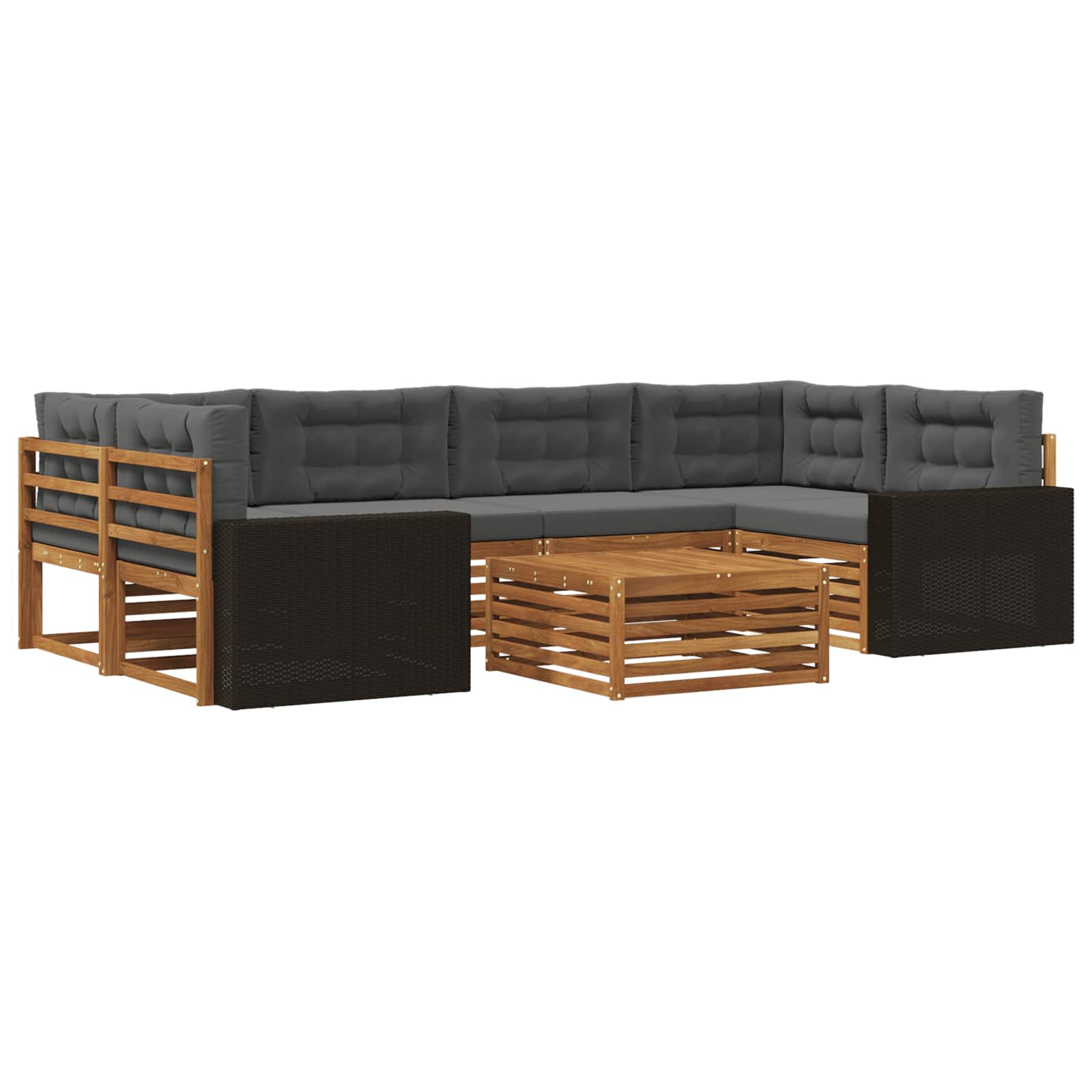 Set vanjskih sofa 7 pcs Prirodna i antracit Poliester