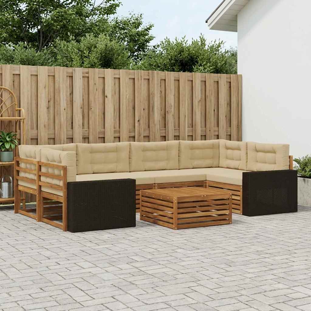 Set vanjskih sofa s jastukom 7 pcs Prirodna i bež Poliester