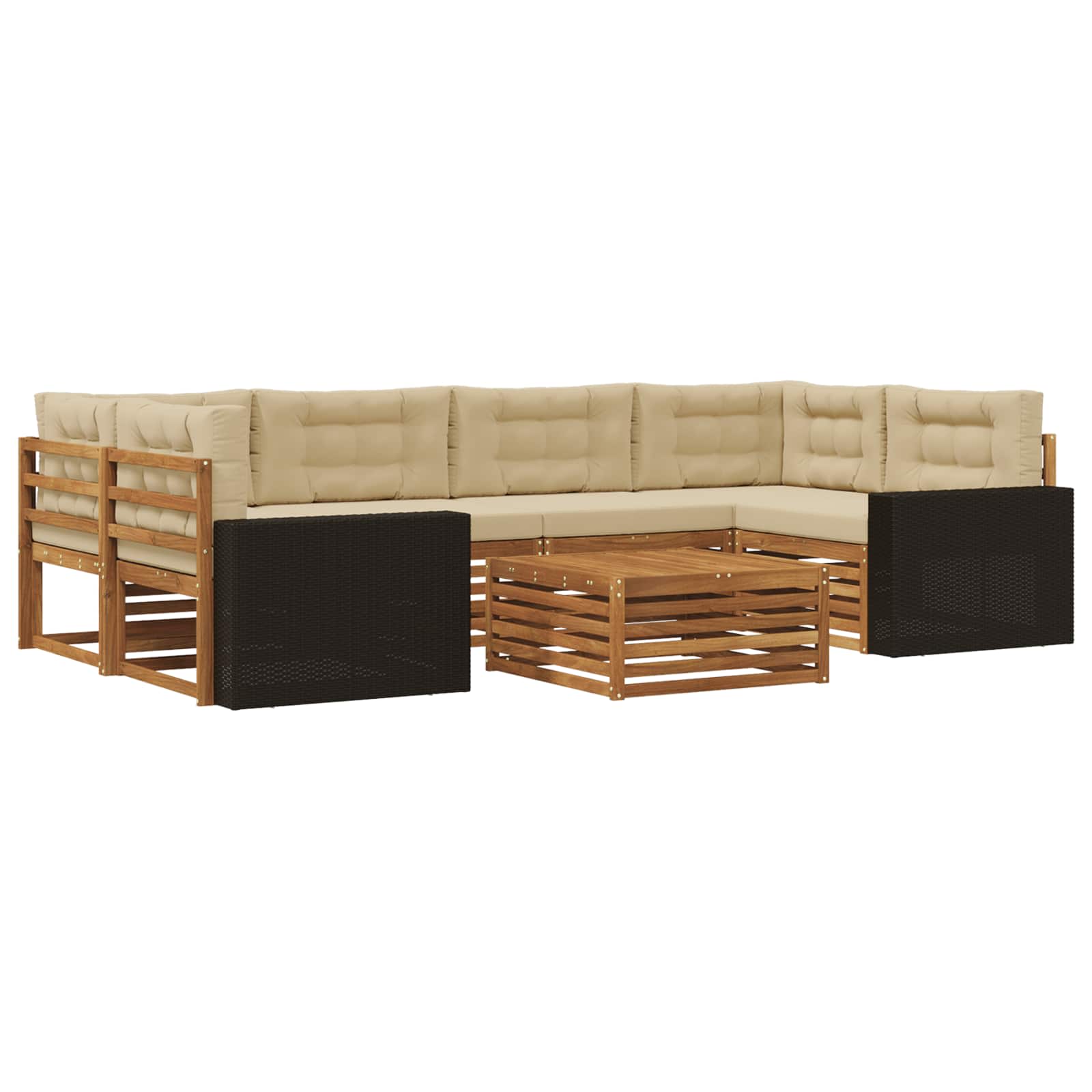 Set vanjskih sofa s jastukom 7 pcs Prirodna i bež Poliester