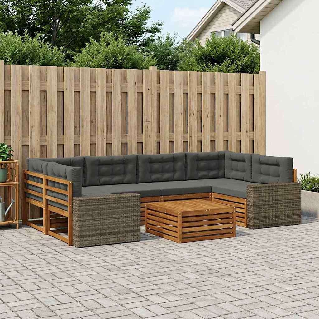 Set vanjskih sofa 7 pcs Prirodna i antracit Poliester