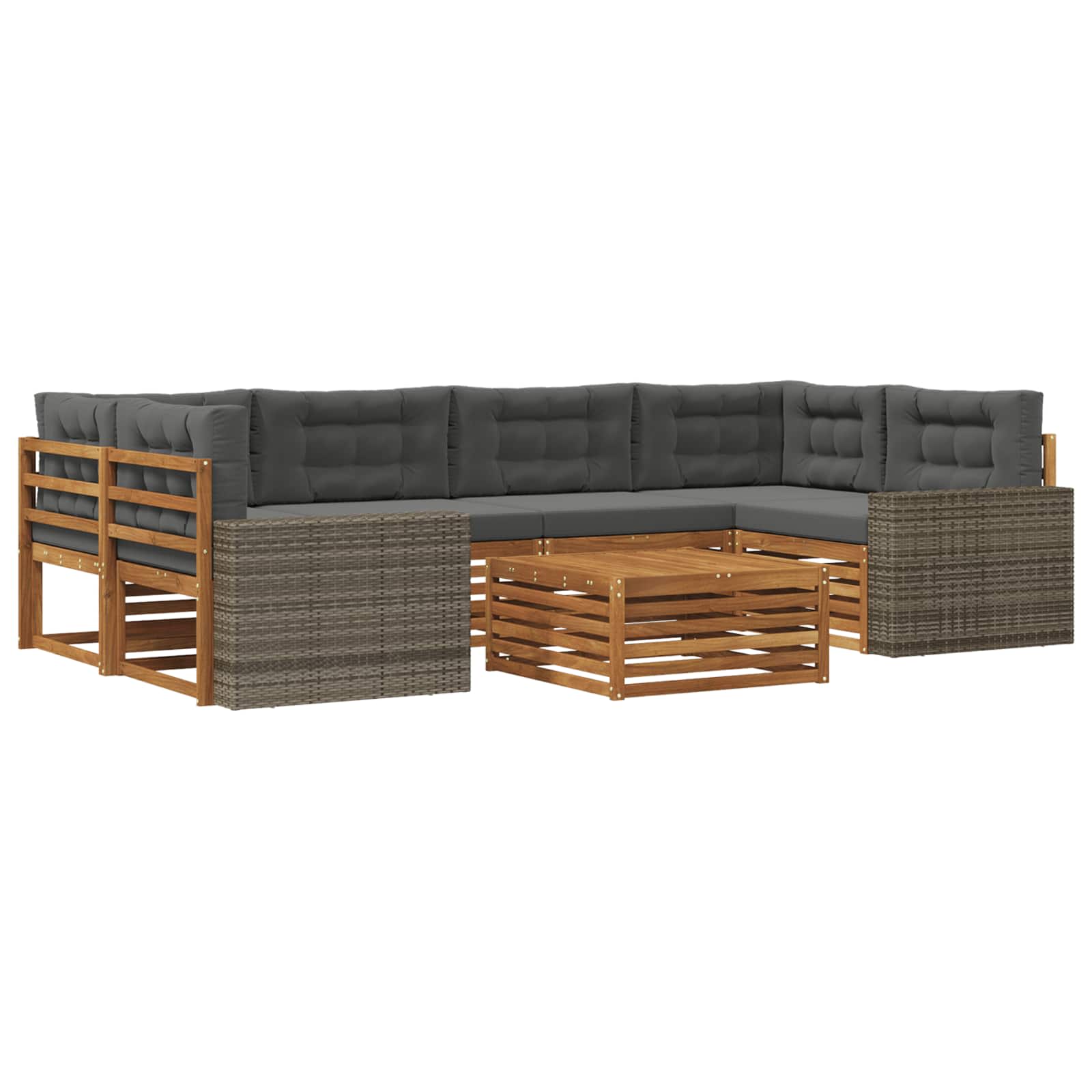 Set vanjskih sofa 7 pcs Prirodna i antracit Poliester