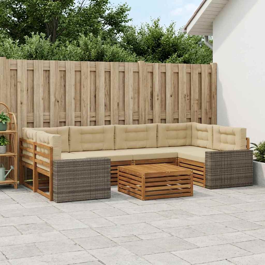 Set vanjskih sofa 7 kom. Prirodna i bež Poliester