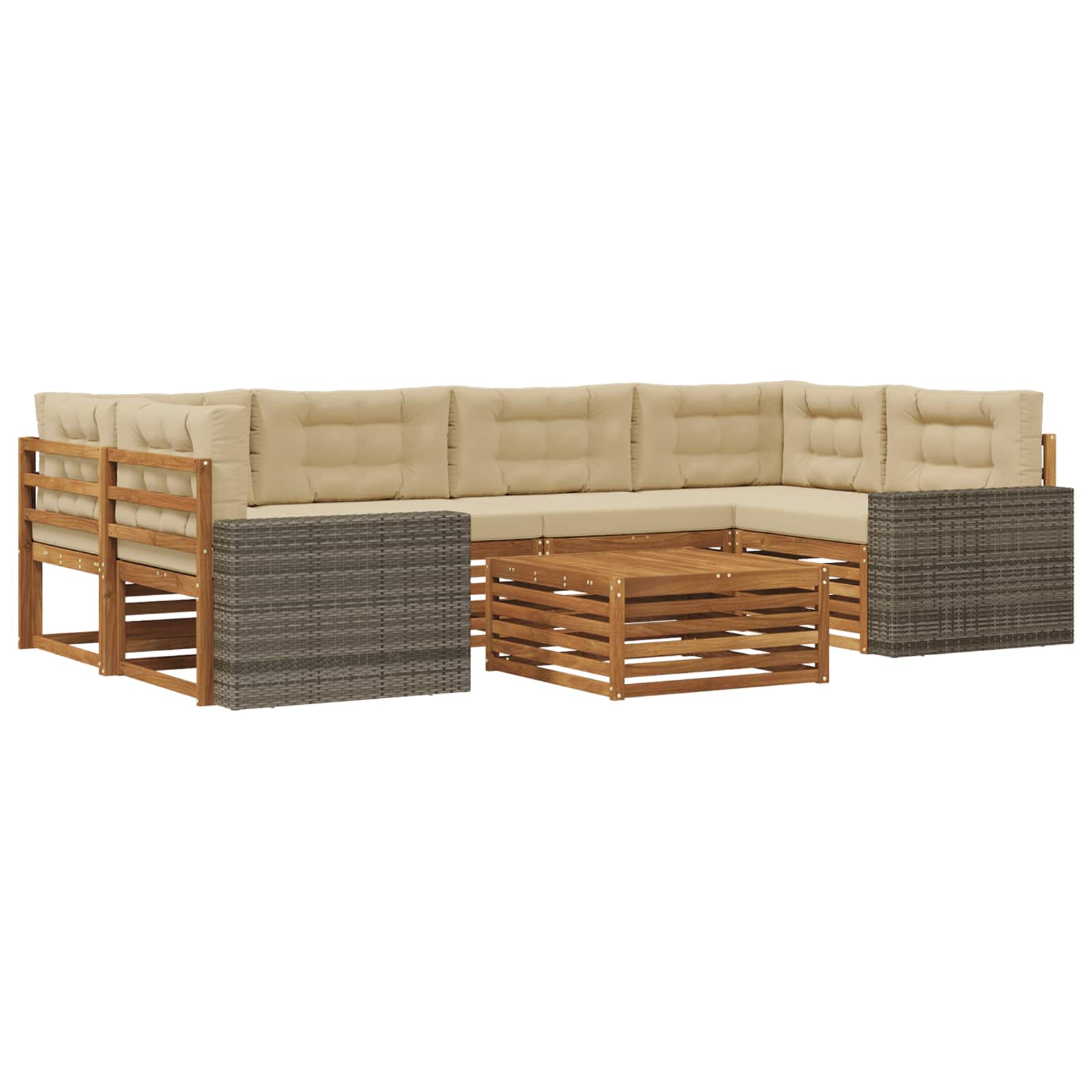 Set vanjskih sofa s jastukom 7 pcs Prirodna i bež Poliester